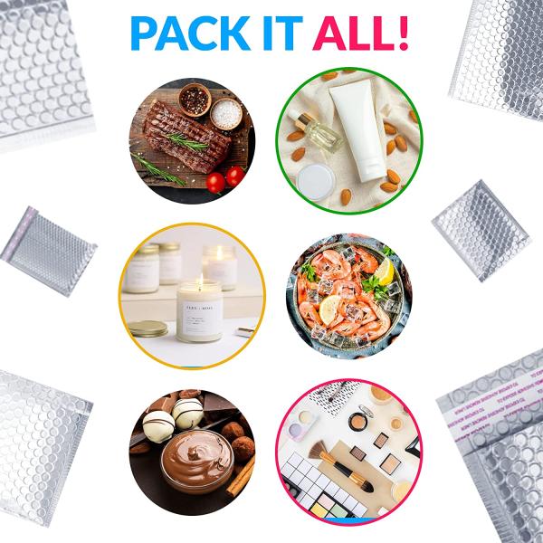 GDCX Custom Poly Metallic Bubble Mailers Holographic Padded Envelopes Shipping Metallic Packaging Courier Delivery Bubble Bags