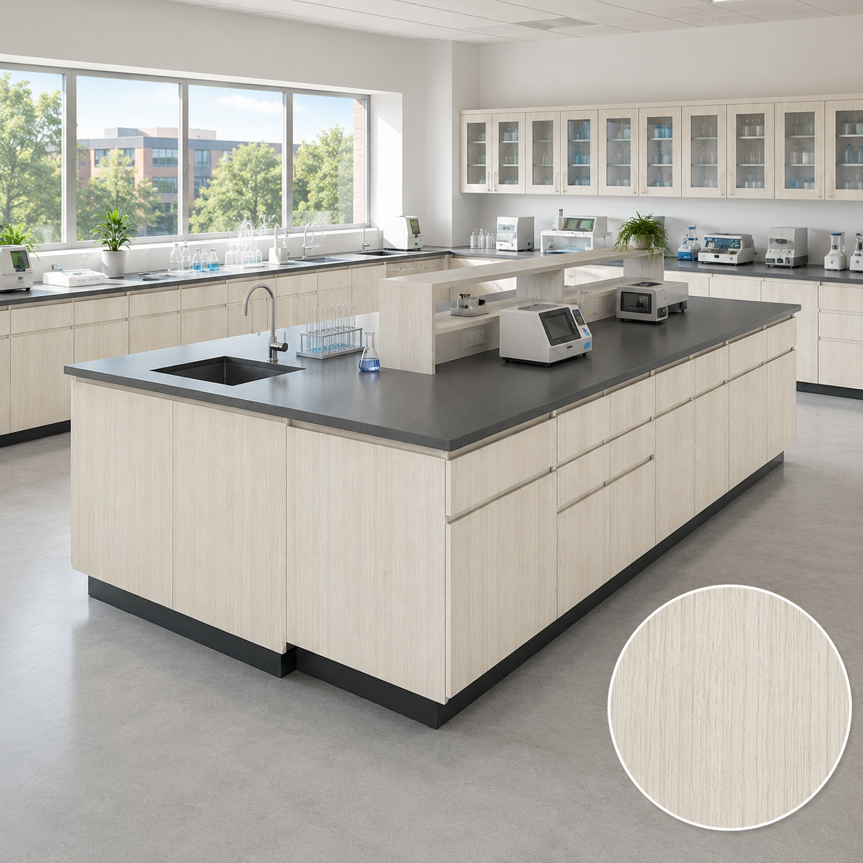 Chemical Resistant Epoxy Resin Lab Countertops | HPL Phenolic Resin Lab Workbench for School & Research Laboratory