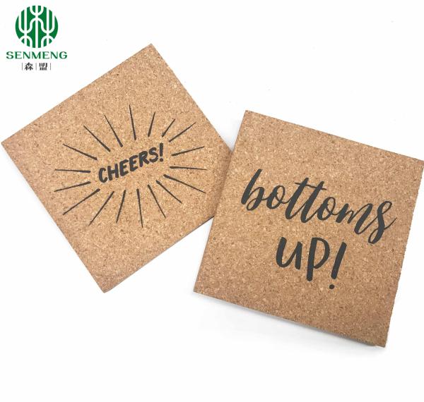 Custom Square Natural Hot Dishes Cork Placemats with Beautiful Printed Pattern