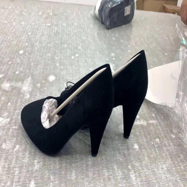 Black Elegant Suede High Heel Shoes Stiletto And Chunky Heels