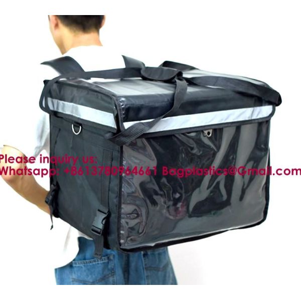 Custom Logo Commercial Thermal Waterproof Food Delivery Bag Backpack For Pizza Hot Just Eat With Backlight For Scooter Large Storage Portable Delivery Bag Waterproof Fast Food For Catering Packaging