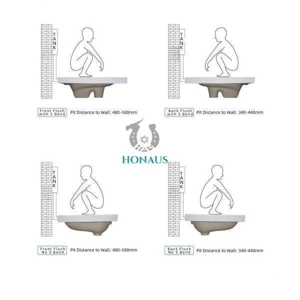 Complete Set Ceramic Squat Pan Toilet Flushing Tank Odor Resistant Bathroom Toilet