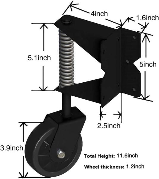 Heavy Duty Gate Helper caster wheels 4 inch for Vinyl Swing Gates and sliding gate