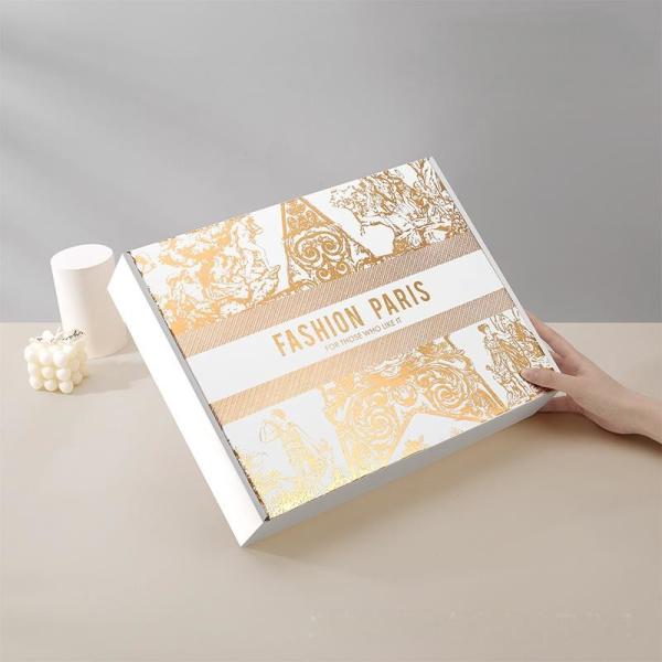 Customized Luxury Glossy Gold Printed Transport Paper Box For Mailing Gifts Cosmetics Clothing Packaging