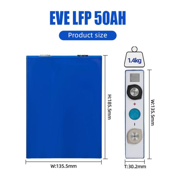 Grade A EV 50Ah 3.2V LFP Prismatic Battery Cell with 3500 Cycles for RV Power and Solar Energy