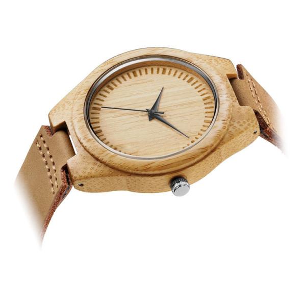 Fashion Design Wooden Quartz Watch , Leather Strap Japan Movement Bamboo Wrist Watch