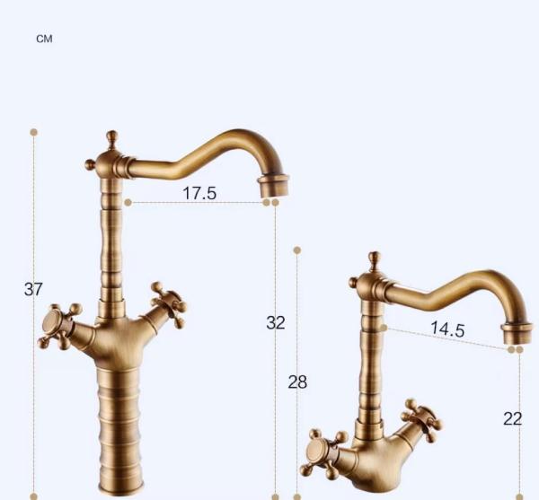 Electroplating Antique Brushed Brass Kitchen Tap Full Copper OEM for Bathroom Basin