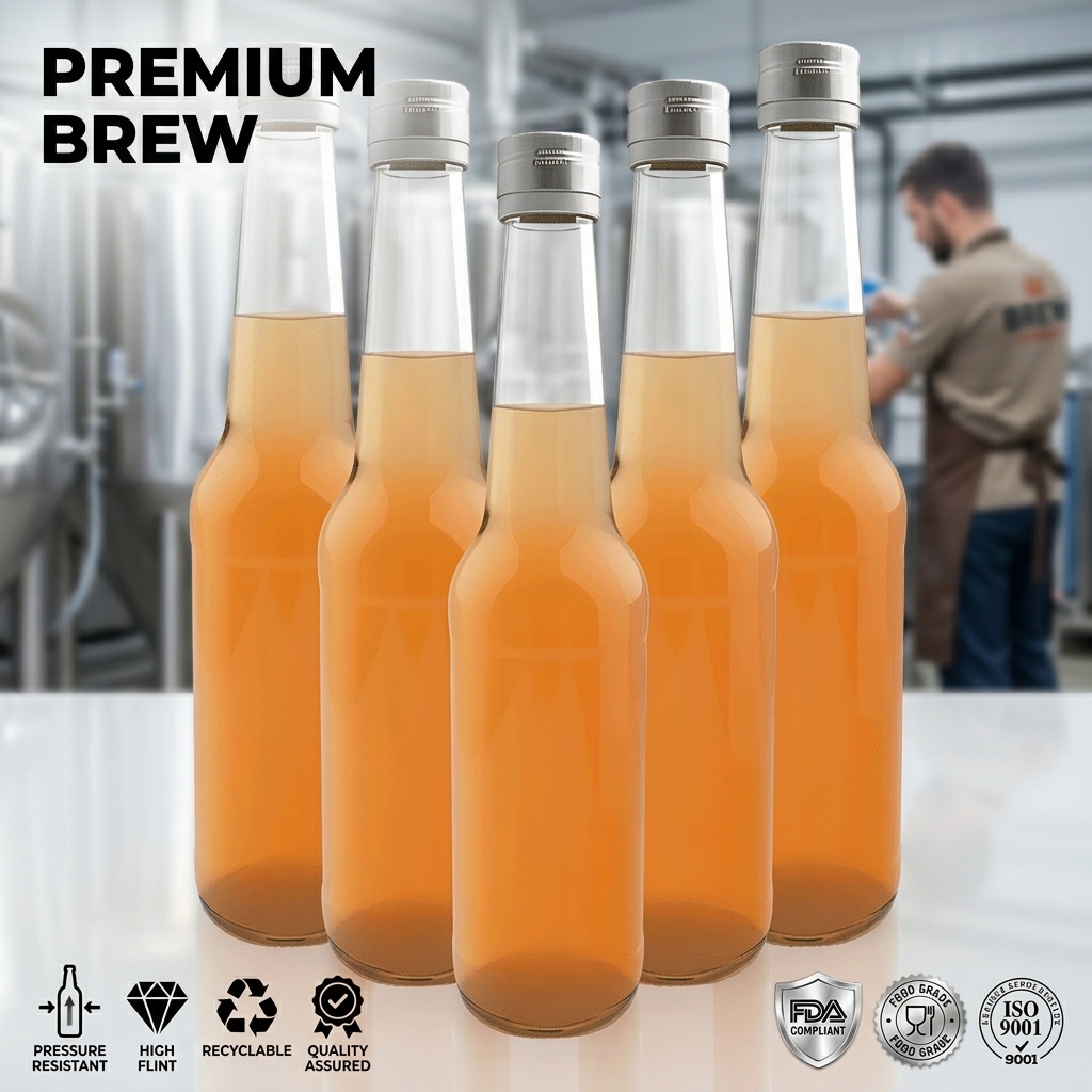 Long Neck 380ml Screw Cap Beverage Glass Bottle For Beer Wine Spirits