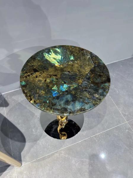 Mesa de cama de mármol de alta dureza azul Mesa redonda de mármol Estética intemporal
