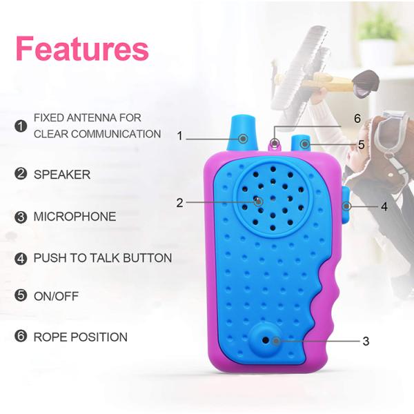 3 AAA Batteries 0.5W Kids Walkie Talkie For Roleplay Games