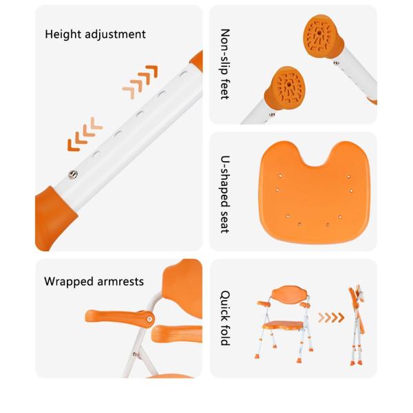 Foldable Bathroom Chair For Elderly 67*56* 78-89cm Medical Shower Chair Wrapped Backrest