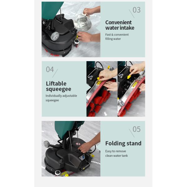 Battery Powered Mini Floor Scrubber Buffer Cleaning Machine Hand Pushed Industrial