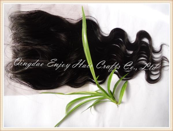 100% Brazilian human remy hair 4''x4'' lace top  closure body wave natural color