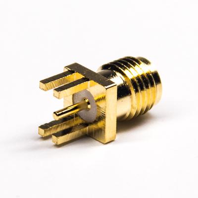 tipo conector coaxial do mergulho do conector coaxial de chapeamento de ouro 50Ω SMA RF do PWB