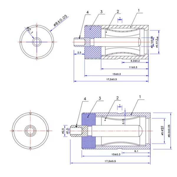 Никельно покрытый женский DC соединитель 5,5x2,1 мм DC разъем