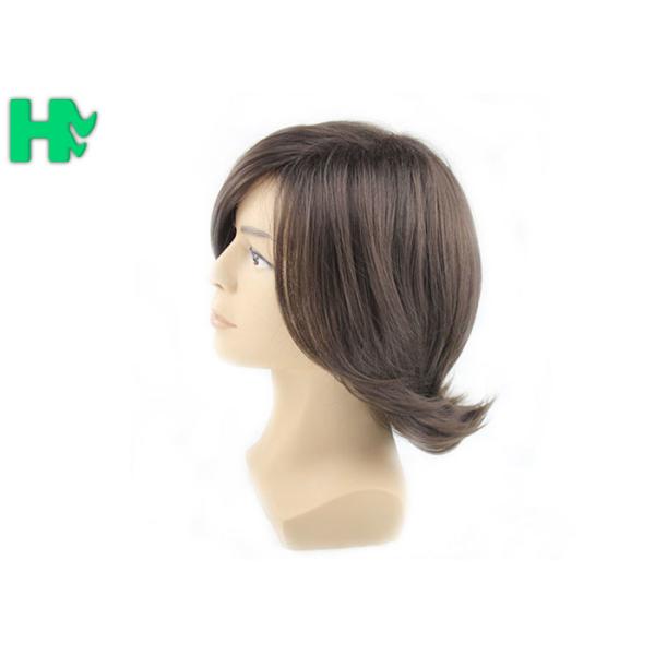 Mens Short Hair Wig Machine Made Tangle Free , Mens Wigs Human Hair
