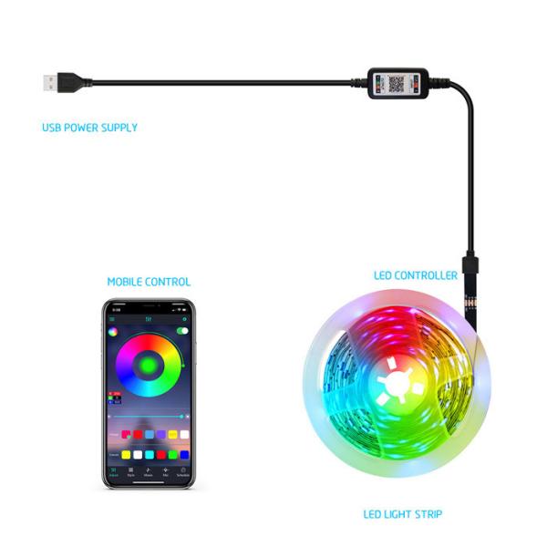 Ip20 Led Strip Lights Width 10mm 18 Leds/Meter Bluetooth Music Light Strip