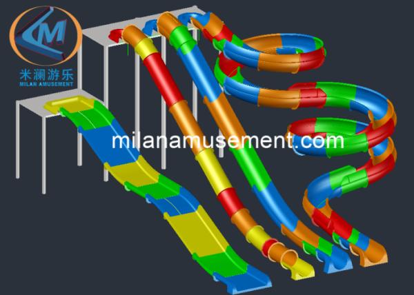 Thick Fiberglass Water Amusement Park Equipment Public Water Pool Slide Galvanized Steel