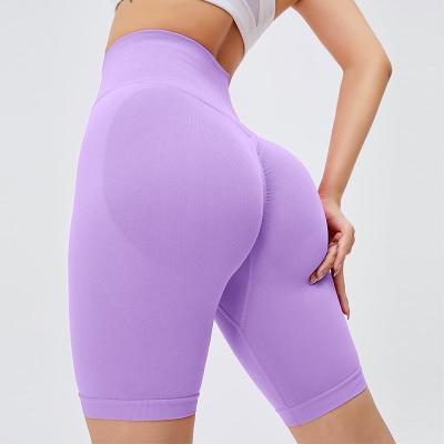 O verão Scrunch do exercício sem emenda da cor sólida do short da ioga da extremidade caneleiras de corrida do short
