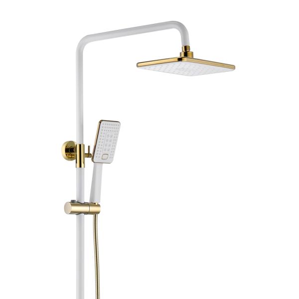 Exposed Shower Faucet Feature Without Slide Bar Modern Brass Rainfall Bathtub Tap Set