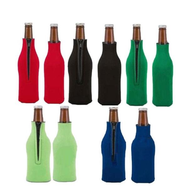 Silk Printing Beer Bottle Cooler Bag , Glove Stubby Holder Bulk Neoprene Beer Can Cooler