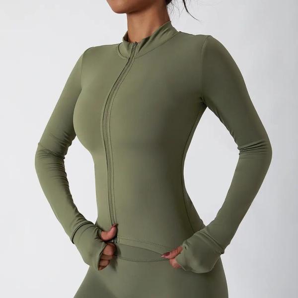                  Nude Feeling Thumb Cuff Design Jogging Wear Women&prime;s Jacket Yoga Workout Top Full Zip Slim Fit Training Wear Tracksuits             