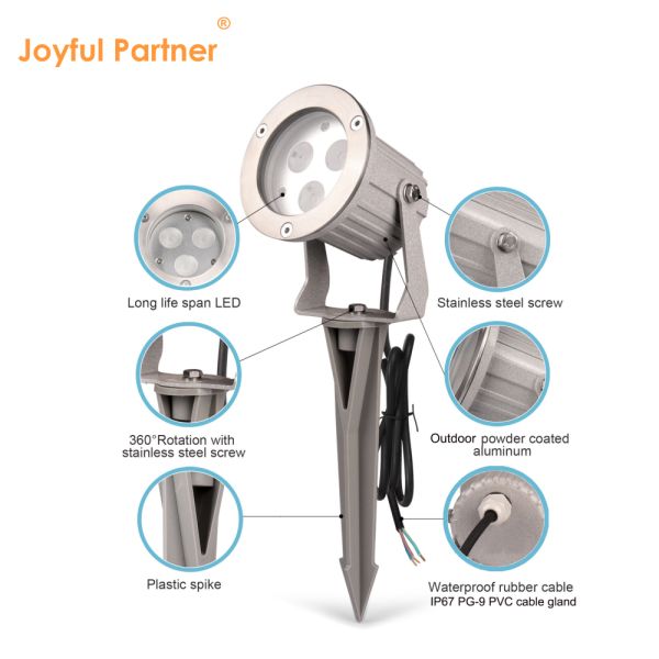 Waterproof LED Garden Spot Lights With Plastic Spike LED GU10 MR16 Bulb For Garden Yard