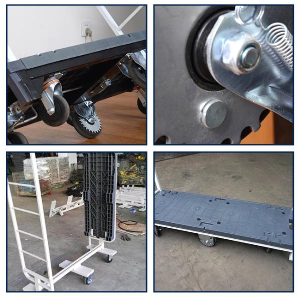 Six Wheels Logistics Plastic Bottom U Boat Trolley With 500kg Load