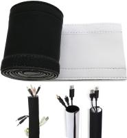 L'enveloppe blanche noire de fil de Velcro facile installent la douille de gestion de câble du néoprène