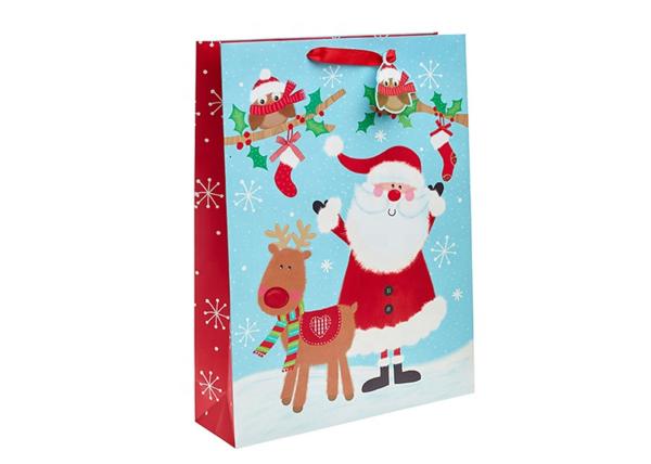 Custom Design Merry Christmas Xmas Paper Gift Bags With Honeycomb and POP UP attachment