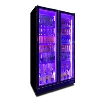 Vertical Dos puertas de vidrio Luzes LED múltiples Vino y Bebidas Display de refrigeración Congelador