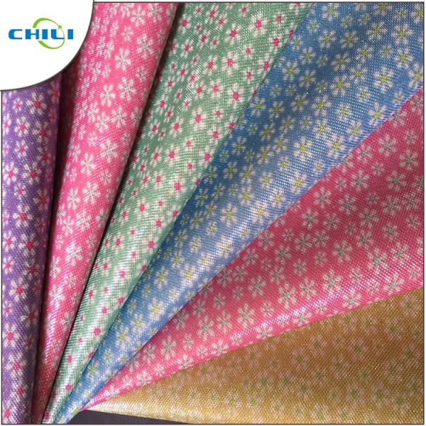 Colored Fake Leather Material , Faux Tooled Leather Fabric Vinyl Based For Diy Crafts