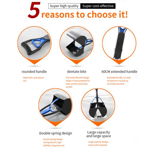 Recolector de caca de mascotas negro, de plástico ligero, cucharita para perros 80x13.5x13cm