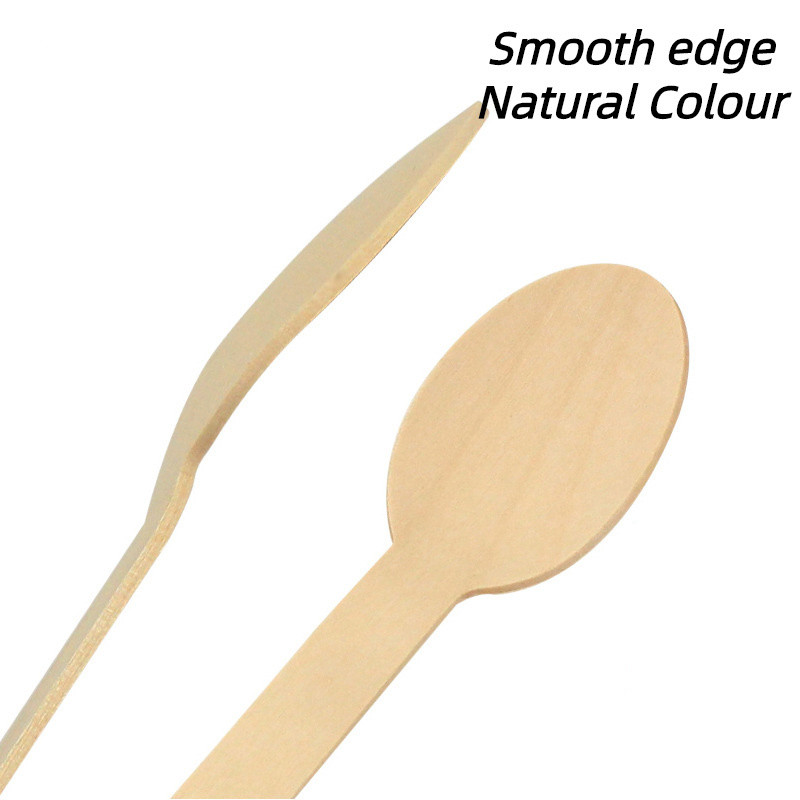 Food Grade and Eco-Friendly Disposable Wooden Tableware with Straight Style Wooden Spoon