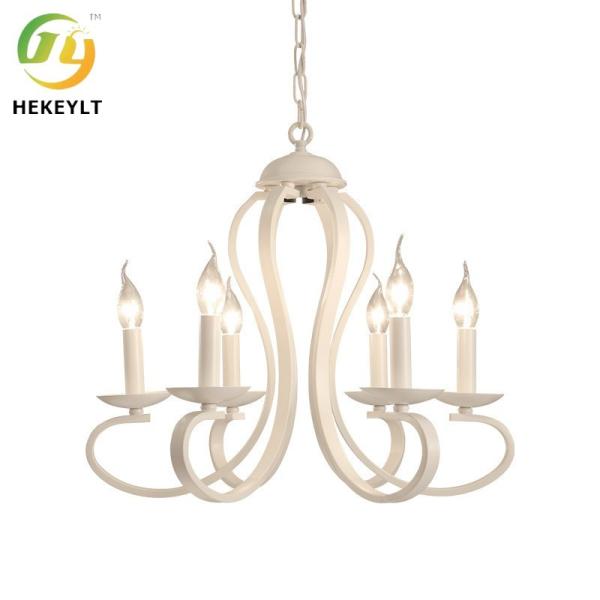 Lâmpada simples europeia da loja de roupa do quarto da sala de jantar de Art Candle Chandelier Living Room do ferro
