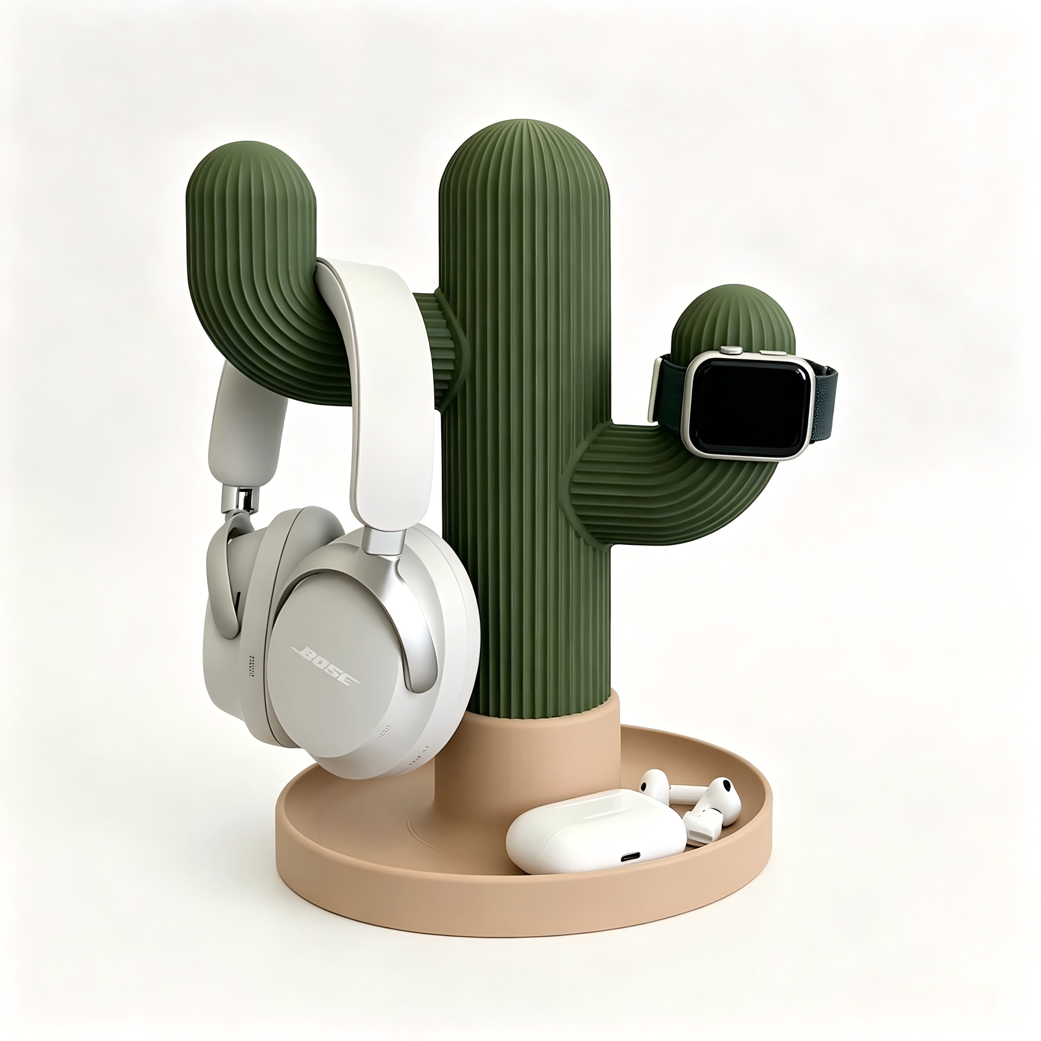 Multi Device Holder Digital 3D Printing Cactus Shaped Custom Headphone Stand For Desktop