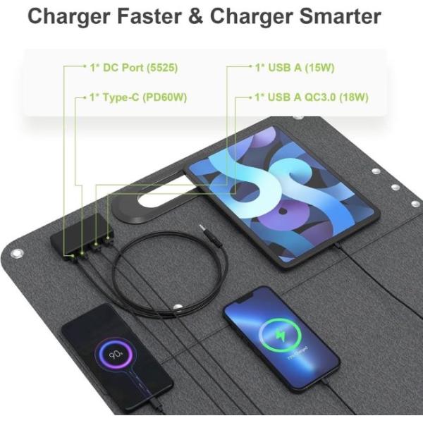 2 сложных солнечных панелей зарядное устройство складной 60 Вт портативный солнечный панель 166 ммx166 мм ячейка