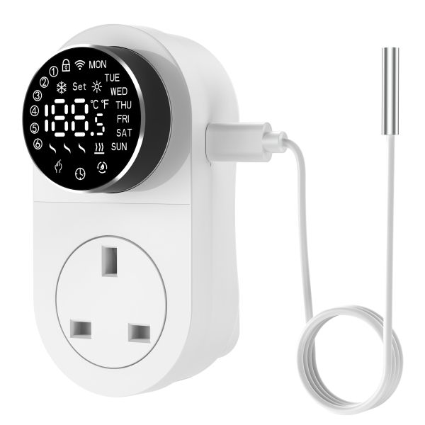 SIXWGH Smart Wi-Fi for Plug-in Thermostat 16A LED Screen APP/Voice Remote Control Heating Cooling NTC Sensor Home Aquarium