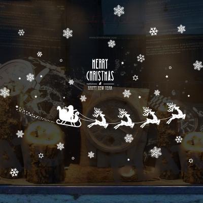PVC 3D Merry Christmas Wall Stickers Snowflake Transferable Glue Customized Design