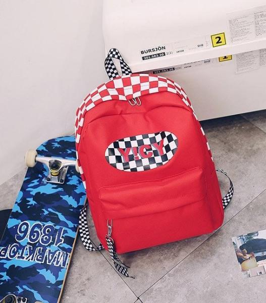 New 2018 backpack checkerboard pattern hip-hop street trend student bag