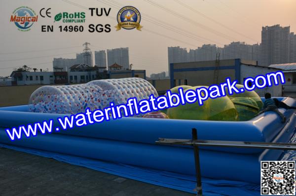 Attractive Inflatable Water Ball Pool Two Tube Dark Blue CE / SGS