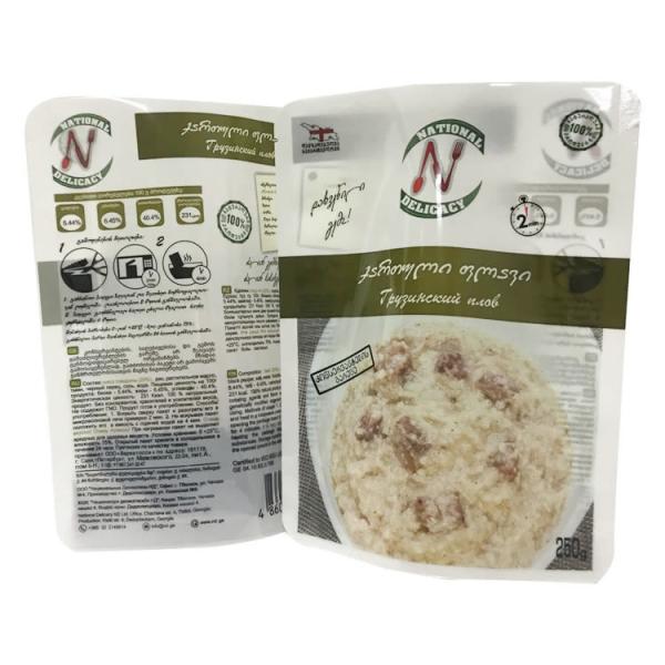 135℃ RCPP High Barrier Smell Proof Stand Up Retort Pouch for Meat Fish Rice Microwavable