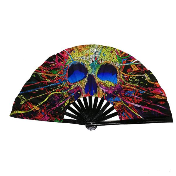 Hombres de las mujeres de bambú y festival de nylon del fan de la mano del plegamiento del paño para el partido