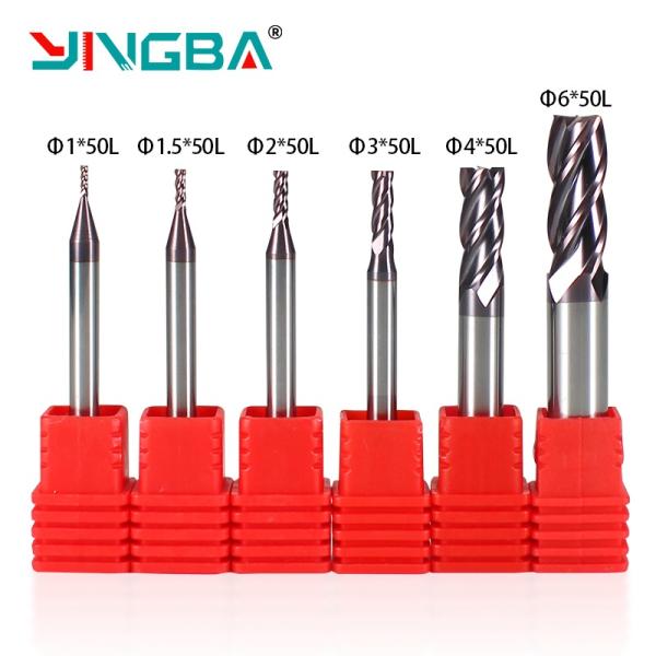 YINGBA CNC Router Bits Solid Carbide HRC 45/55/60/70 Metal Milling Cutter for Steel Iron Copper Aluminum Metal Cutter