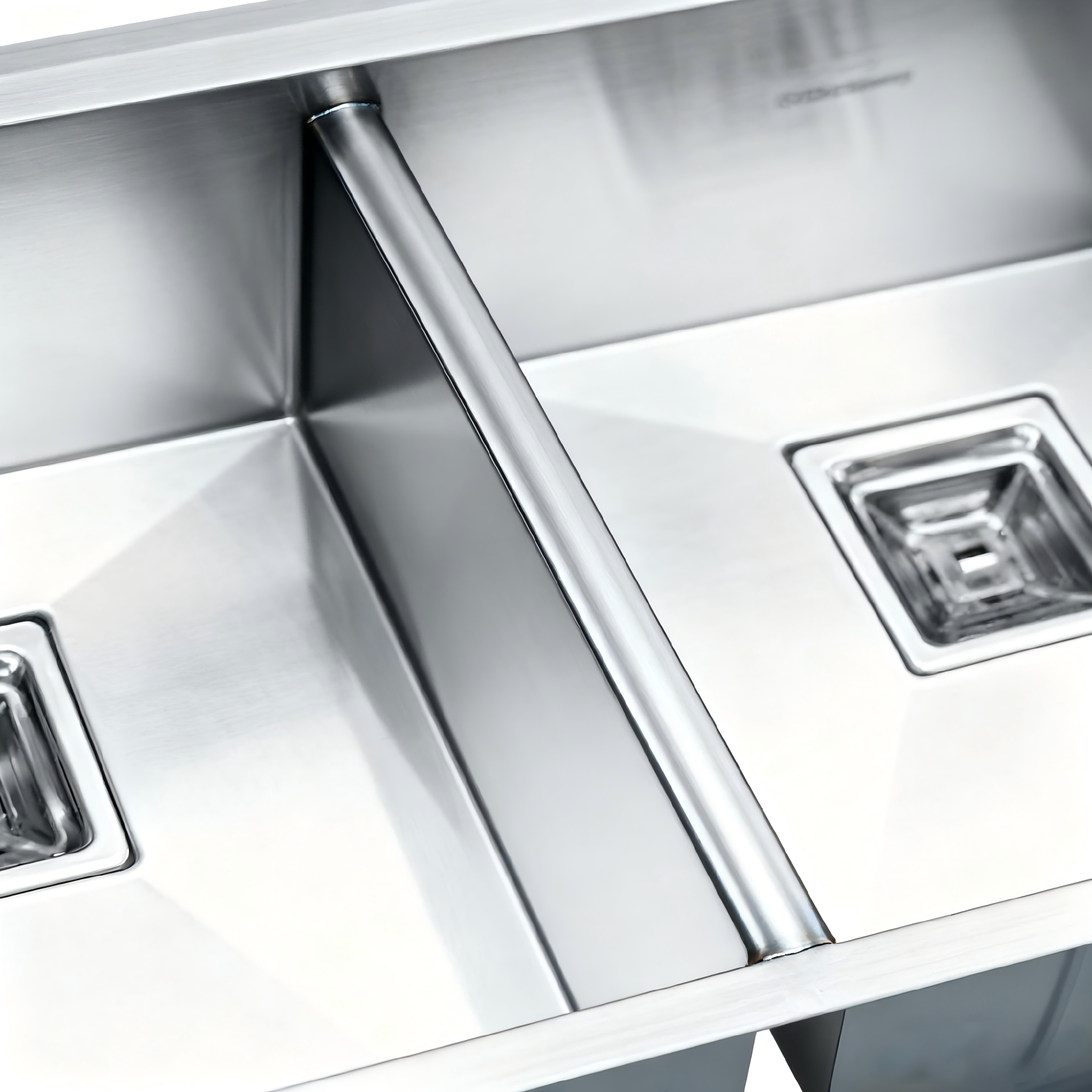 STAR POWER Brushed 304 Stainless Steel Handmade Kitchen Sink with Double-Bowl Design and Pull-Out Faucet