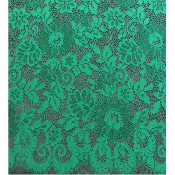 Green Scalloped Edge Lace Fabric