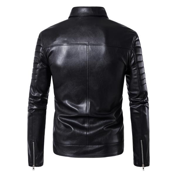 OEM classic popular best quality solid color slim fit men moto leather jacket