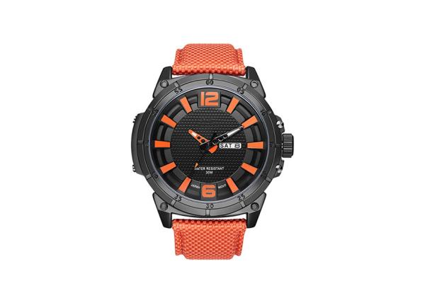 Genuine Leather Strap Alloy Case Watch Waterproof Quartz 52mm Case Diameter