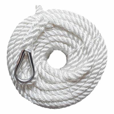 Enlace de muelle de 3 hebras de nylon poliéster anclaje de cuerda marina con resistencia de empalme ± 10% inferior