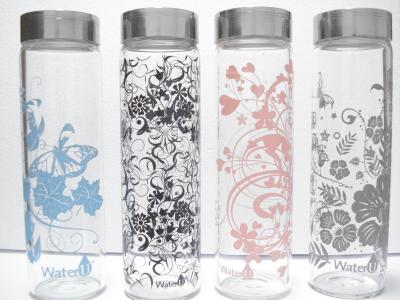 Colorful Single-wall Glass Water Bottles, 500ml high borosilicate water glass bottle